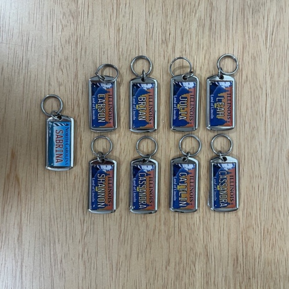 Illinois North Carolina Personalized Name Assorted Keychains MINI SHINERZ